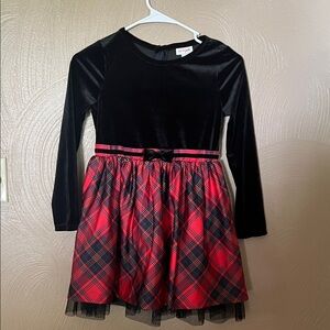 Cat & Jack Black Velvet and Red Plaid Kids Dress